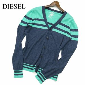 DIESEL ディーゼル 春夏 麻 リネン★ ボーダー ニット カーディガン Sz.S　メンズ　A3T07031_6#D