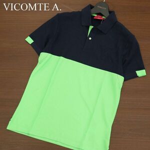 【新品 未使用】 VICOMTE A. ヴィコントアー 春夏 スリムフィット カラーブロック切替 半袖 鹿の子 ポロシャツ Sz.S　メンズ　A3T06948_6#A