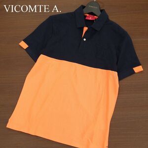 【新品 未使用】 VICOMTE A. ヴィコントアー 春夏 スリムフィット カラーブロック切替 半袖 鹿の子 ポロシャツ Sz.S　メンズ　A3T06947_6#A