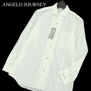 未使用★ ANGELO JOURNEY アンジェロ ジャーニー ウェーブ柄★ 長袖 ボタンダウン デザイン シャツ Sz.M　メンズ 日本製　A3T07170_6#C