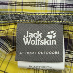 Jack Wolfskin ジャックウルフスキン 春夏 ロゴ刺繍★ 半袖 コットン チェック シャツ Sz.M メンズ アウトドア A3T07402_6#Aの画像6