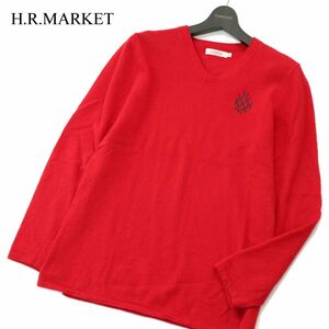 H.R.MARKET ハリウッドランチマーケット 秋冬 ウール★ 刺繍 Vネック ニット セーター Sz.3　メンズ 赤　A3T07017_6#K