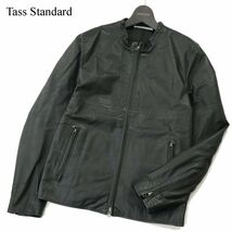 Tass Standard タス スタンダード 秋冬 本革★ リアル レザー シングル ライダース ジャケット ブルゾン Sz.M　メンズ 黒　A3T07006_6#N_画像1