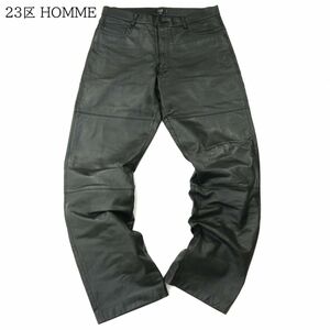 23区 HOMME オム 秋冬 牛革★ リアル カウ レザー ストレート パンツ Sz.85　メンズ 黒　A3B03012_6#Q