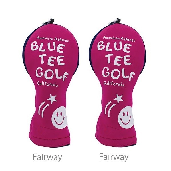 ◎送料無料『HC34タイプ』 2本セットブルーティーゴルフ【FWピンク:ストレッチスマイル 】フェアウェイ用カバー BLUE TEE GOLF