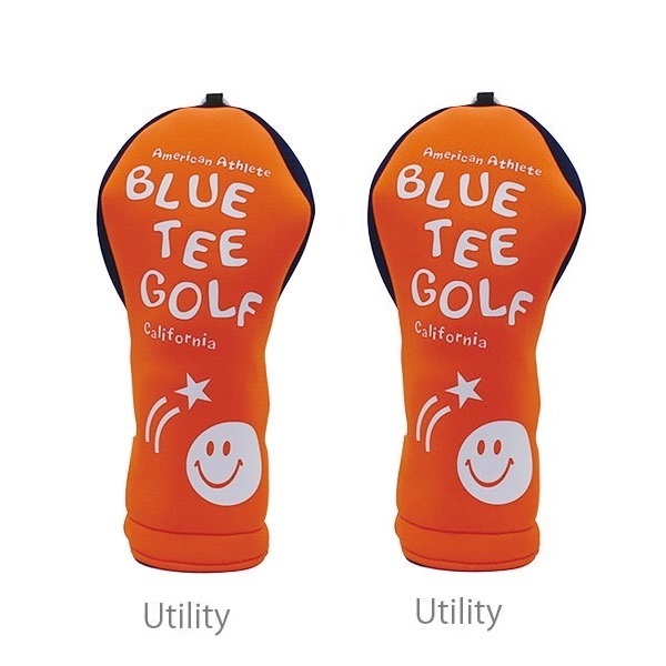 ◎『HC34タイプ』 2本セットブルーティーゴルフ【UTオレンジ:ストレッチスマイル】ユーティリティ用カバー HC-34 BLUE TEE GOLF 送料無料