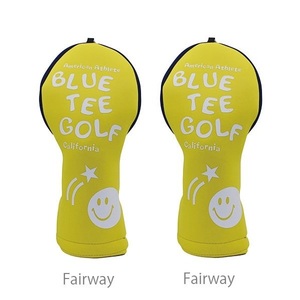 ◎送料無料『HC34タイプ』 2本セットブルーティーゴルフ【FWイエロー：ストレッチスマイル】フェアウェイ用カバー HC-34 BLUE TEE GOLF