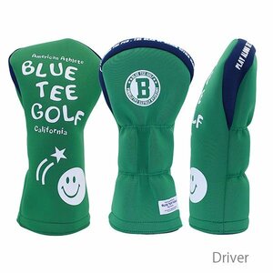 ◎送料無料『HC34タイプ』ブルーティーゴルフ【DRグリーン：ストレッチスマイル】ドライバー用カバー HC-34 BLUE TEE GOLF