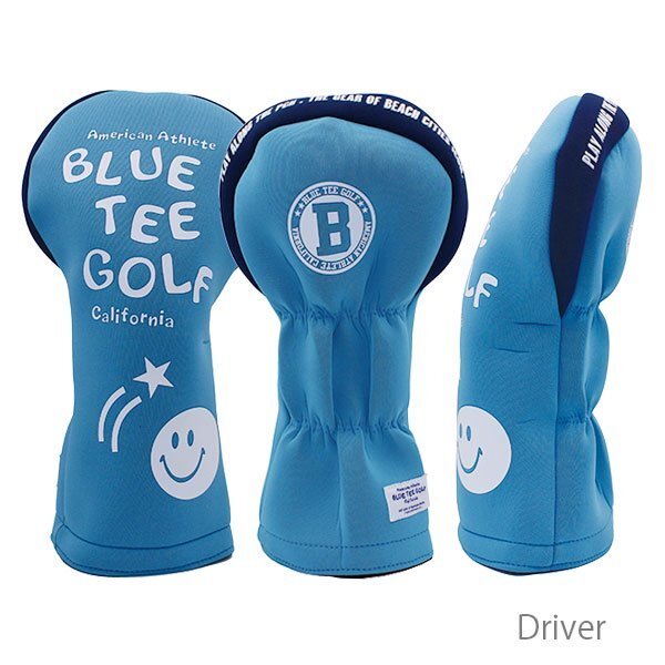 ◎送料無料『HC34タイプ』ブルーティーゴルフ【DRサックス:ストレッチスマイル】ドライバー用カバー HC-34 BLUE TEE GOLF