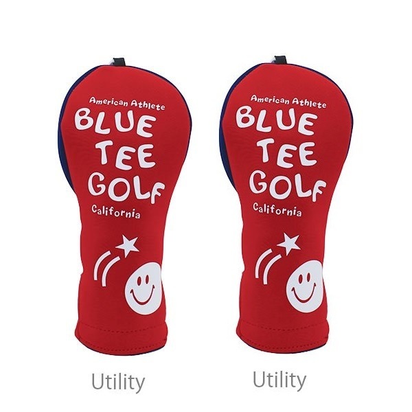 ◎『HC34タイプ』 2本セットブルーティーゴルフ【UTレッド:ストレッチスマイル】ユーティリティ用カバー HC-34 BLUE TEE GOLF 送料無料