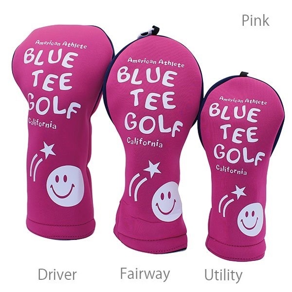 ◎『HC34タイプ』ブルーティーゴルフ【3PAピンク:ストレッチスマイル】3本セット(A)カバー HC-34 BLUE TEE GOLF 送料無料