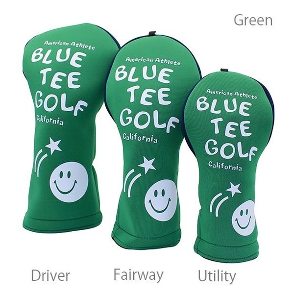 ◎『HC34タイプ』ブルーティーゴルフ【3PAグリーン:ストレッチスマイル】3本セット(A)カバー HC-34 BLUE TEE GOLF 送料無料