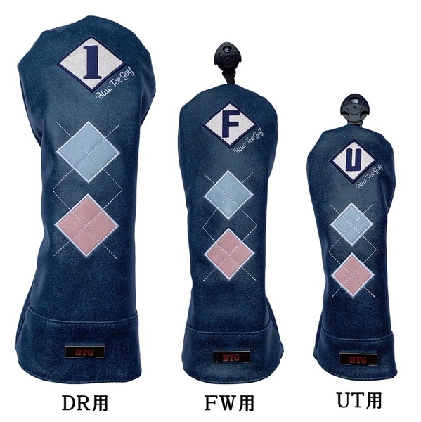 ▲【3PA-ネイビー】ブルーティーゴルフ【アーガイル - Classic クラシックモデル】3本セット販売(A)ヘッドカバー CHC-03 送料無料