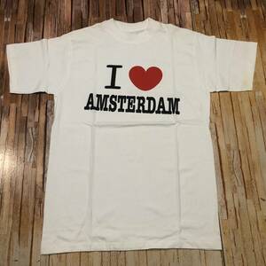 新品・即決・クリックポスト発送・アムステルダムで購入した’I LOVE AMSTERDAM'のＴシャツ・白・S・汚れあり格安即決