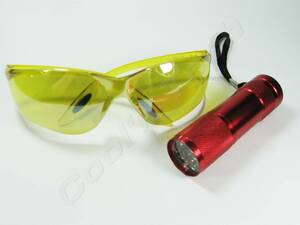  car air conditioner R-12 R-134a R-1234yf gas leak place. special . fluorescence . detection exclusive use LED use UV light goggle set 