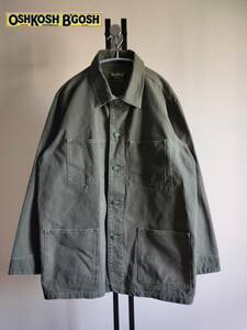 OSHKOSH/オシュコシュ/ダック地カバーオール/SIZE L/ビッグシルエット/オリジナルロゴ刻印タックボタン/ネオバーボタン