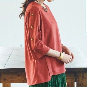 新品タグ付き RicheYou レンガ色 フェイクスエードプルオーバー