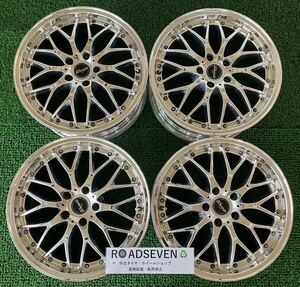 ★MONZA Warwic Mesh メッキ系 18インチ 114.3/5H ★18×7.5J +48 PCD114.3 5H ハブ:約73 4本Set 中古アルミ ★メッキ剥がれ有★送料無料