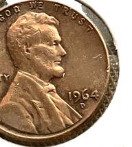 ★アメリカ・コイン 1964年・1セント銅貨（D）★（ペニー）_画像2