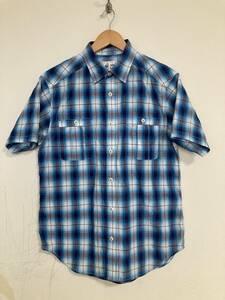 *Marmot Marmot check pattern short sleeves shirt L blue navy white soccer cloth dry cool 