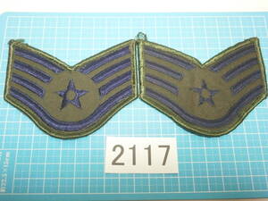 ☆2117 USAF 中古 アメリカ空軍 階級章 サブデュード パッチ ワッペン 軍曹（Staff Sergeant）２枚セット