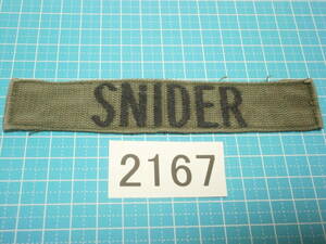 ☆2167 中古 米軍 ネームテープ OD色+黒糸 （陸軍、海軍、海兵隊）snider