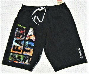  Reebok Reebok high performance swim pants * Surf shorts black color size M corresponding half height inner equipment . sweat speed ./ stretch function 