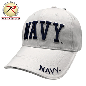 ROTHCO 新品 US NAVY ライセンス 立体 ロゴ ベースボール キャップ ( 白 ) プロファイルキャップ 目深 深め CAP 帽子 フリーサイズ メンズ