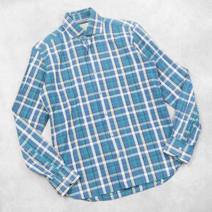 ITALY製『ORIAN』コットンシャツ Sサイズ slim fit ワイドカラー ブルーチェック柄 オリアン メンズ 管理618の画像1