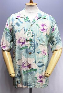 SunSurf (サンサーフ) ALOHA SHIRT “ORCHID & TAPA” / アロハシャツ オーキッド&タパ SS36024 未使用品 ブルー size L / ハワイアン