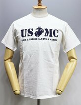 HOUSTON (ヒューストン) MILITARY TEE / クルーネック ミリタリーTシャツ “USMC” #20852 美品 ホワイト size M_画像1