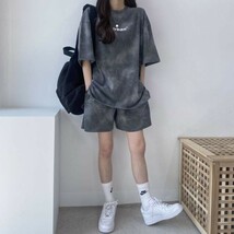 Tシャツ ハーフパンツ セットアップ 韓国 レディース メンズ 夏 タイダイ柄 オルチャン 上下セット L 部屋着 ルームウェア モード系 0_画像4