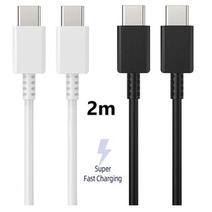 2m USB Type-C to Type-C ケーブル PD対応 3A クイックチャージ 急速充電 TypeC USB-C 充電 データ転送 ブラック