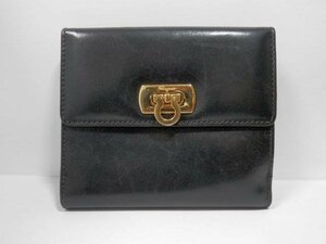 SalvatoreFerragamo フェラガモ ガンチーニ レザー 財布 ブラック レタ-パックライト可 0623V1G