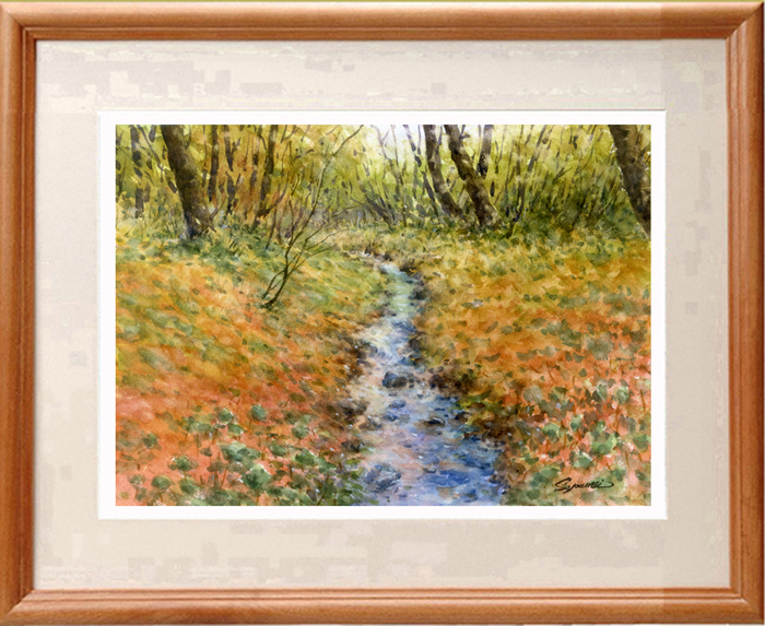 ★Watercolor★Original painting Late Autumn Forest #609, Painting, watercolor, Nature, Landscape painting