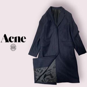 Acne Acne ratio wing Chesterfield coat lady's 34 navy 