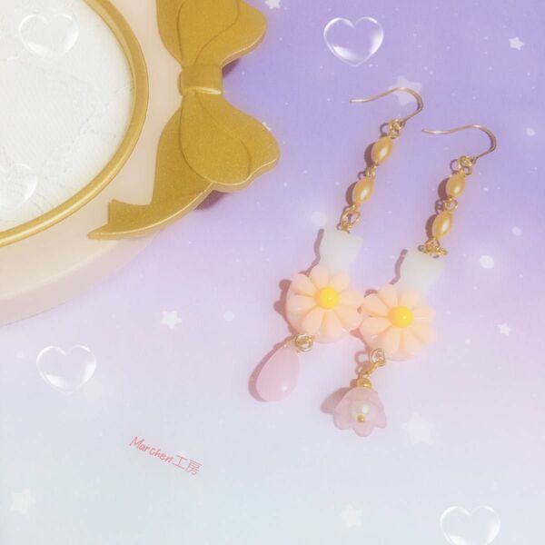 【土日限定100円引き】猫ちゃん\\wedding\\flower\\ピアス\\イヤリング