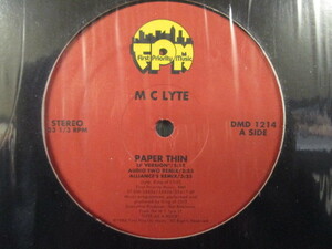 MC Lyte ： Paper Thin 12'' // Audio Two Remix / Alliance's Remix / 5点で送料無料