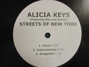 Alicia Keys F. Nas & Rakim ： Streets Of New York 12'' (( 落札5点で送料当方負担