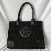 ▽【1円スタート】TORY BURCH ハンドバッグ　BLK 総柄 トリーバーチ ELLA MINI ハンドバッグ トリーバーチトートバッグ 美品_画像1