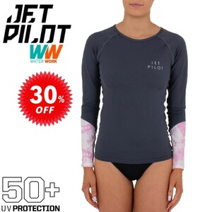 ジェットパイロット JETPILOT レディース ラッシュガード セール 30%オフ 送料無料 タイダイ L/S ラッシー S20515 チャコール 12/L