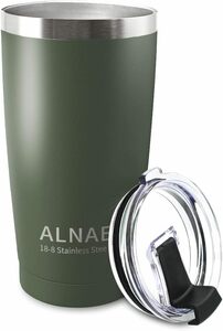 グリーン ALNAE タンブラー ふた付き600ml 真空断熱 魔法瓶 二重構造 マグカップ ステンレス コーヒーカップ コンビニ
