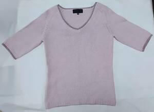 アンタイトル UNTITLED 七分袖 ニット 薄ピンク色 ワールド 桜色 セーター M 