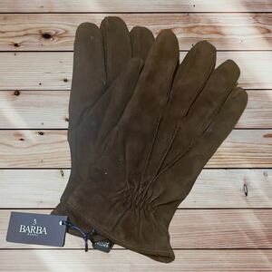  new goods regular price 24,200 jpy BARBA / bar ba suede leather cashmere lining glove gloves size 9 Brown Italy made 