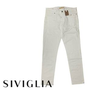 新品 定価34,100円 SIVIGLIA / シビリア 【DENIM LAB】ダメージ加工 テーパードデニムパンツ size 31 ホワイト イタリア製