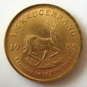 南アフリカ 1/4クルーガーランド金貨(1/4oz KRUGERRAND) 品位K22/0.917Gold 1985年 21.90mm 8.50g KM#106 未使用の画像2