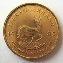 南アフリカ 1/4クルーガーランド金貨(1/4oz KRUGERRAND) 品位K22/0.917Gold 1985年 21.94mm 8.51g KM#106 未使用_画像2