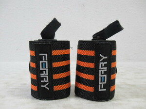 *1.FERRY Ferrie wrist wrap weight training wrist assistance orange / used 