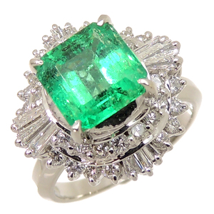 [ Ginza shop ]Non Brand non brand Pt900 emerald diamond ring * ring Pt900 platinum 15 number lady's DH59759