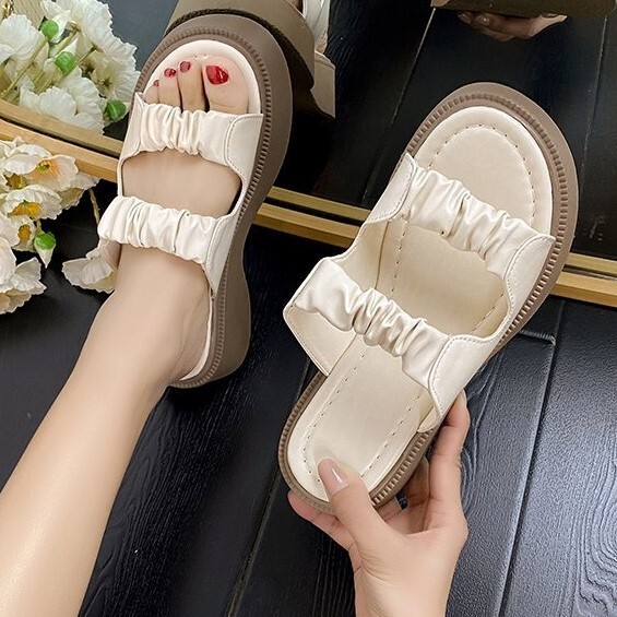 【在庫処分】 23.5cm レディース サンダル 厚底 歩きやすい おしゃれ ダブルベルト フラットサンダル 白 ホワイト M443